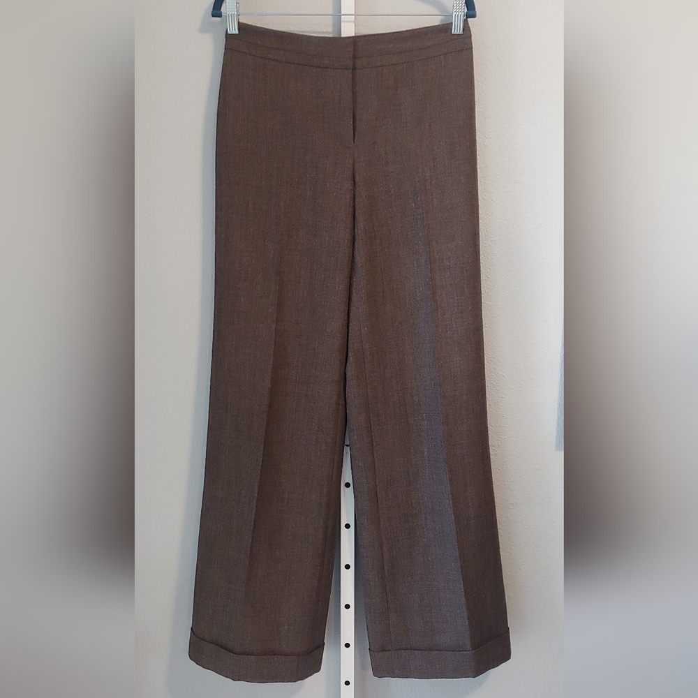 Classiques Entier Atelier Wide Leg Herringbone Trouser Pants Sz 4 Brown